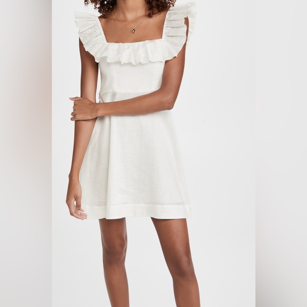 NWOT Zimmermann Brighton Ruffle Neck Mini Dress Size 1 (4-6)